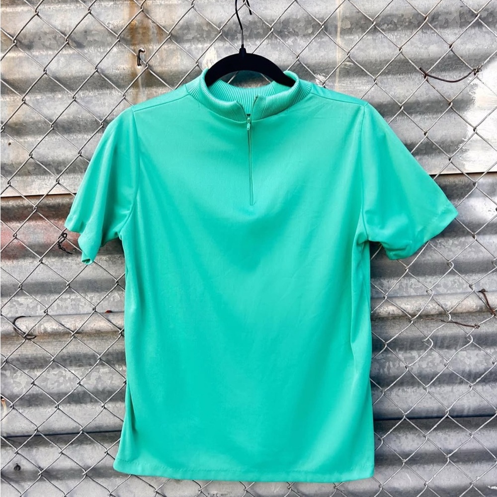 Mint Green Half-Zip Short Sleeve Shirt